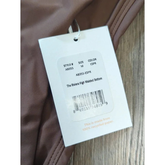 Andie Swim The Riviera High Waisted Bottom Espresso Eco Nylon Size Medium - Picture 3 of 5